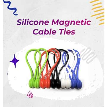 20 Pack Reusable Silicone Magnetic Cable Ties Twist Ties for Home/Office Cord Wrap, Cable Organizer, Magnetic Cord Holder, Cable Organizer Fridge Magnets - Perfect Smart Home Gadgets! 10 COLORS