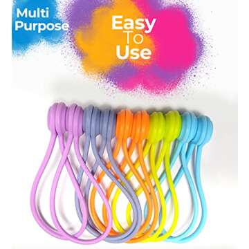 20 Pack Reusable Silicone Magnetic Cable Ties Twist Ties for Home/Office Cord Wrap, Cable Organizer, Magnetic Cord Holder, Cable Organizer Fridge Magnets - Perfect Smart Home Gadgets! 10 COLORS