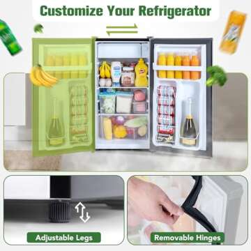 Tehanld Mini Fridge with Freezer, 𝟯.𝟮 Cu.Ft, Reversible Door Small Refrigerator, Energy-saving, Low Noise, Small fridge for Bedroom Dorm,Office and Apartment, Black