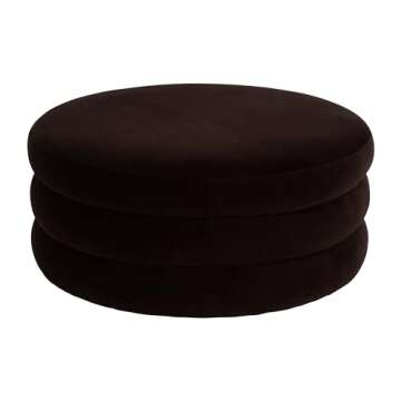 Round Triple Tiered Brown Ottoman - Contemporary Modern Boho Decorative Furniture for Home or Office - Circular Ottoman for Unique Seating