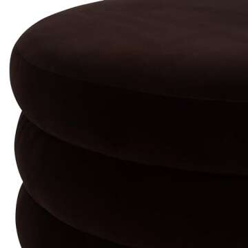 Round Triple Tiered Brown Ottoman - Contemporary Modern Boho Decorative Furniture for Home or Office - Circular Ottoman for Unique Seating