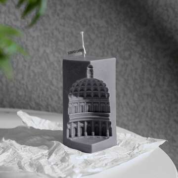 Roman Architectural Tower Shaped Scented Candle,240G Dome Aroma Soy Wax Greek Aesthetic Decorative Candle for Table Photo Prop Birthday Gift,Prefect for Meditation Stress Relief Mood Boosting (Grey)