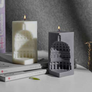 Roman Architectural Tower Shaped Scented Candle,240G Dome Aroma Soy Wax Greek Aesthetic Decorative Candle for Table Photo Prop Birthday Gift,Prefect for Meditation Stress Relief Mood Boosting (Grey)