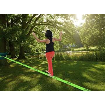 Flybold Slackline Kit - 57ft Slackline with Tree Protectors and Carry Bag - Backyard Tightrope and Ninja Obstacle Course for Kids and Adults - Easy Setup for Balance Training and Core Strength