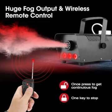 Fog Machine with Lights - 3 Stage LED Lights with 12 Colors & Strobe Effect for Party Wedding Holiday Christmas - Fansteck 500W Upgraded Remote Portable Smoke Machine