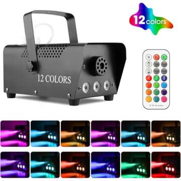 Fog Machine with Lights - 3 Stage LED Lights with 12 Colors & Strobe Effect for Party Wedding Holiday Christmas - Fansteck 500W Upgraded Remote Portable Smoke Machine