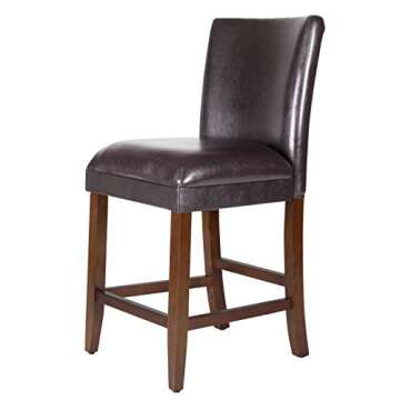 Homepop Home Decor | Classic Counter Height Bar Stools | Faux Leather 24 Inch Bar Stools | Decorative Home Furniture (Brown Faux)