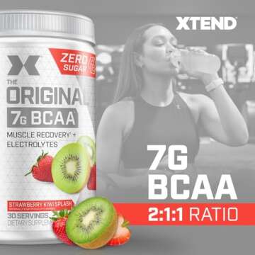 Xtend XTEND Original BCAA Powder 7g BCAA and 2.5g L-Glutamine, Sugar Free Post Workout Muscle Recovery Drink with Amino Acids for Men & Women, 30 Servings