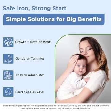 Wellements Organic Iron Drops for Newborn+ Babies (1 Fl Oz) - Cherry Flavor Liquid Iron Supplement for Infants - Toddler Iron Supplement for Kids (4months+ to 3 Years) - Supports Growth & Development*