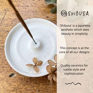 SHIBUSA Incense Holder - 4 INCH | Modern Minimalist Circular Incense Burner for Cone or Stick Incense | Australian Designer | Ceramic Ash Catcher | Incense Sticks Not Included