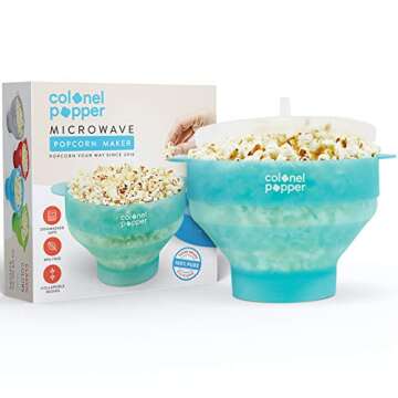 Colonel Popper Original Healthy Microwave Popcorn Maker - LFGB Food Grade Certified BPA Free Popcorn Poppers (Transparent Mint)