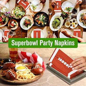 100 Football Napkins Super Bowl Paper Guest Towels 3 Ply Football Party Decorative Guest Napkins Disposable Hand Towels for Bathroom Dinner Home Gameday Sports Fans Birthday Tailgate Parties Supplies