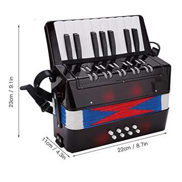 Accordion 17 Key Piano Accordion 8 Bass with Straps Beginner Educational Accordion Musical Instrument Hand Keyboard Rhythm Training Spring Instrument for Beginner