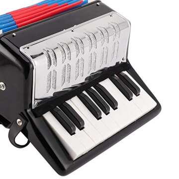 Accordion 17 Key Piano Accordion 8 Bass with Straps Beginner Educational Accordion Musical Instrument Hand Keyboard Rhythm Training Spring Instrument for Beginner