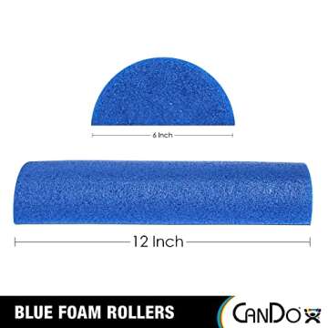 CanDo Blue PE Foam Rollers for Fitness, Exercise Muscle Restoration, Massage Therapy, Sport Recovery and Physical Therapy for Homes, Clinics, and Gyms 6 " x 12" Half-Round