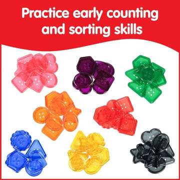 Edx Education Transparent Large Buttons - Mini Jar Set of 60 - Light Box Accessory - Sensory and Fine Motor Skill Development - Math Manipulative - For Ages 18M+