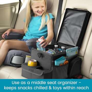 High Road CarHop Car Seat Organizer for the Front or Back Seat for Kids and Adults with Cup Holder Tray, Side Pockets and Cooler Compartment