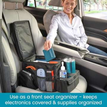 High Road CarHop Car Seat Organizer for the Front or Back Seat for Kids and Adults with Cup Holder Tray, Side Pockets and Cooler Compartment