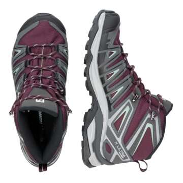 Salomon X Ultra Pioneer MID CLIMASALOMON Waterproof Hiking Boots for Women Trail Running Shoe, Wine Tasting/Magnet/Granite Green, 9