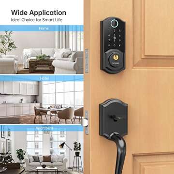 Smart Lock, SMONET Smart Locks for Front Door, Fingerprint Smart Deadbolt, 8-in-1 Smart Keyless Entry Door Lock, Digital Passcode Key Fob Door Lock, Bluetooth Electronic Keypad Door Lock