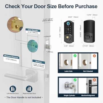 Smart Lock, SMONET Smart Locks for Front Door, Fingerprint Smart Deadbolt, 8-in-1 Smart Keyless Entry Door Lock, Digital Passcode Key Fob Door Lock, Bluetooth Electronic Keypad Door Lock