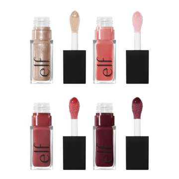 e.l.f. Glow Reviver Quad Goals Lip Oil Kit, Lip Gloss For A High-Gloss Finish & Sheer Wash Of Color, Non-Sticky, Vegan & Cruelty-Free, 4 Glosses