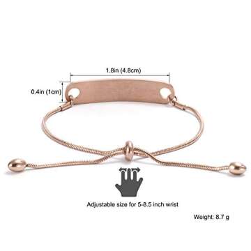 BAIYI HOPE Personalized Rose Gold Medical Alert ID Bracelets for Women Custom Adjustable Chain Emergency Health Awareness Bracelet 5-8.8 inch