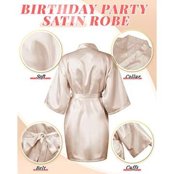 12 Pcs Kimono Robes for Women Silky Bride Bridesmaids Robe Lightweight Short Satin Robe for Wedding Bridal Birthday Party (White, Champagne)