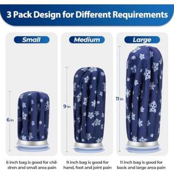 Ice Pack for Injuries Reusable: Ohuhu 3 Packs Ice Cold Packs Ice Bag Hot Water Hot & Cold Therapy Pain Relief for Knee Leg Injury No-Leak Breathable Waterproof Ice Bags 3 Sizes 6"/9"/11", Snowflake