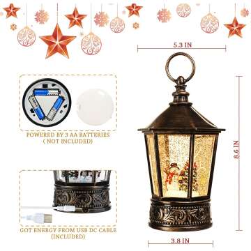 Musical Christmas Snow Globe Lantern - Christmas Lighting