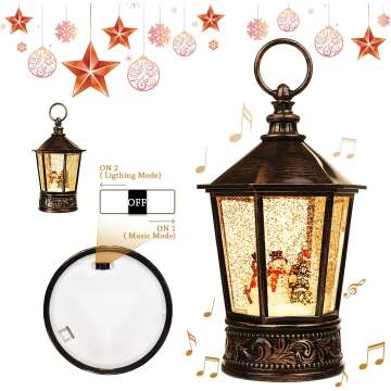 Musical Christmas Snow Globe Lantern - Christmas Lighting