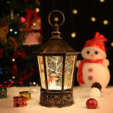 Musical Christmas Snow Globe Lantern - Christmas Lighting