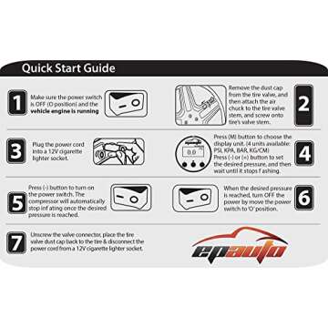 EPAuto 12V DC Tire Inflator - Fast Portable Air Pump