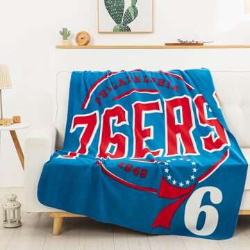 Northwest NBA Philadelphia 76ers Unisex-Adult Fleece Throw Blanket, 50" x 60", Campaign