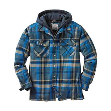 Legendary Whitetails Men's Standard Maplewood Hooded Shirt Jacket, Slate Hatchet Plaid, X-Large