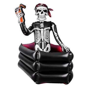 39 Inch Halloween Inflatable Skeleton Drink Cooler - Giant Ice Bucket for Parties