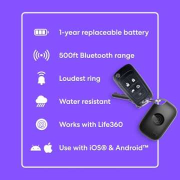 Tile by Life360 Pro (2024) - Powerful Bluetooth Tracker, Key Finder and Item Locator for Keys, Bags and More. Both iOS and Android Compatible. Phone Finder. 1-Pack (Black)