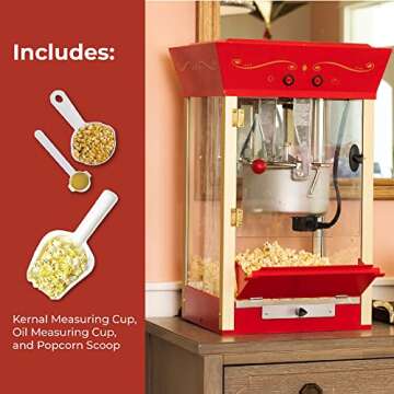 Nostalgia Popcorn Maker Machine - Professional Cart With 8 Oz Kettle Makes Up to 32 Cups - Vintage Popcorn Machine Movie Theater Style - Red