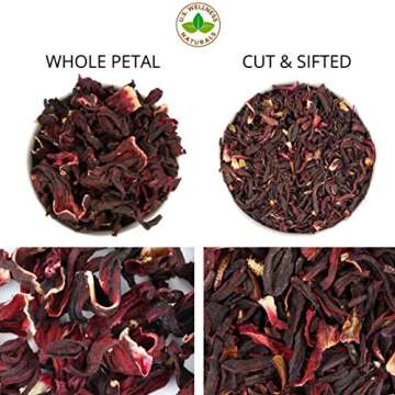 Hibiscus Tea 1LB (16Oz) 100% CERTIFIED Organic Hibiscus Flowers Herbal Tea (WHOLE PETALS), Caffeine Free in 1 lbs. Bulk Resealable Kraft BPA free Bags from U.S. Wellness