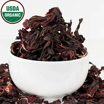 Hibiscus Tea 1LB (16Oz) 100% CERTIFIED Organic Hibiscus Flowers Herbal Tea (WHOLE PETALS), Caffeine Free in 1 lbs. Bulk Resealable Kraft BPA free Bags from U.S. Wellness