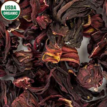 Hibiscus Tea 1LB (16Oz) 100% CERTIFIED Organic Hibiscus Flowers Herbal Tea (WHOLE PETALS), Caffeine Free in 1 lbs. Bulk Resealable Kraft BPA free Bags from U.S. Wellness