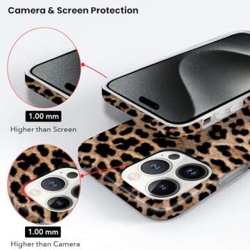 Hi Space Case Compatible with iPhone 15 Pro Leopard Print 2023 Cheetah, Animal Brown for Women IMD Shockproof Protective Black Cover for iPhone 15 Pro 6.1" 2023 5G