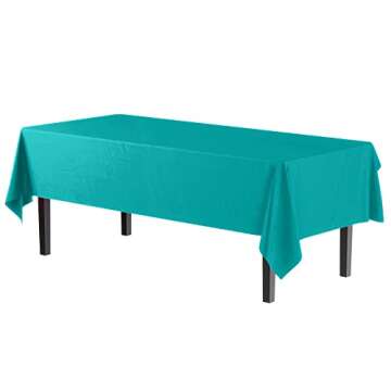 Exquisite 6-Pack Premium Aqua Plastic Tablecloths - 54x108in