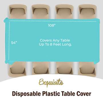 Premium Aqua Plastic Tablecloths 6-Pack 54x108in