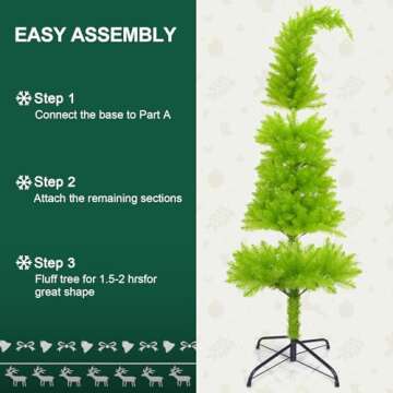 Christmas Tree, Artificial Christmas Tree 6FT, Lime Green Christmas Tree with Christmas Tree Skirt, Whimsical Bendable Holiday Tree with Ornament, Perfect for Indoor and Outdoor Christmas Decorations