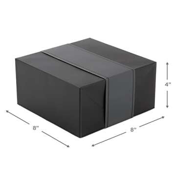 Hallmark 8" Medium Black Gift Boxes with Wrap Bands (3 Boxes, 3 Wrap Bands) for Weddings, Bridal Parties, Groomsmen Gifts, Valentine's Day, Graduations, Wrapped Treats and Cookies