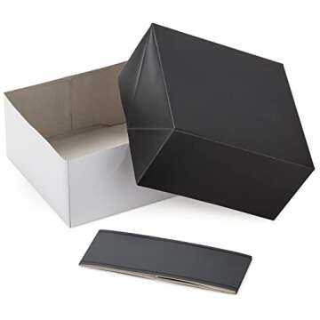 Hallmark 8" Medium Black Gift Boxes with Wrap Bands (3 Boxes, 3 Wrap Bands) for Weddings, Bridal Parties, Groomsmen Gifts, Valentine's Day, Graduations, Wrapped Treats and Cookies