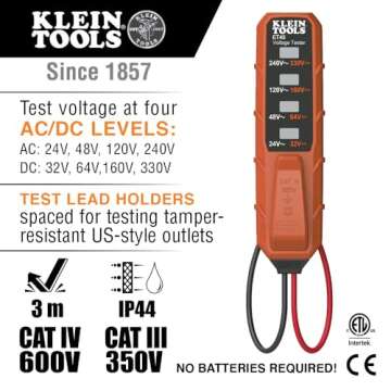 Klein Tools MM320KIT Digital Multimeter Electrical Test Kit, Non-Contact Voltage Tester, Receptacle Tester, Carrying Case and Batteries