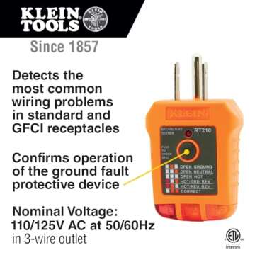 Klein Tools MM320KIT Digital Multimeter Electrical Test Kit, Non-Contact Voltage Tester, Receptacle Tester, Carrying Case and Batteries