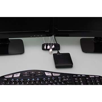 Heaviest Cable Organizer on The Market! Compact and Weighted Desktop Cord Holder and Cable Organizer, Eco-Friendly Silicone, No Bad Smell, Bundled with 4 Reusable Cable Ties! (Black)